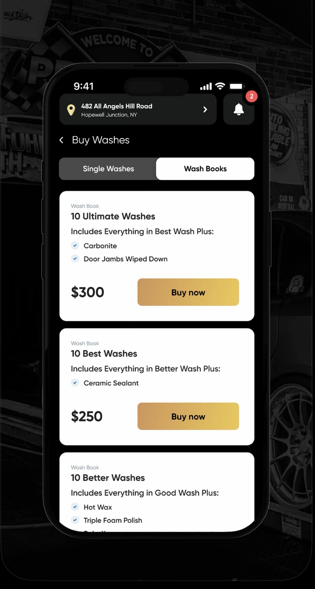 Prestige Car Wash mobile app — buy wash books, redeem washes and manage your Unlimited membership