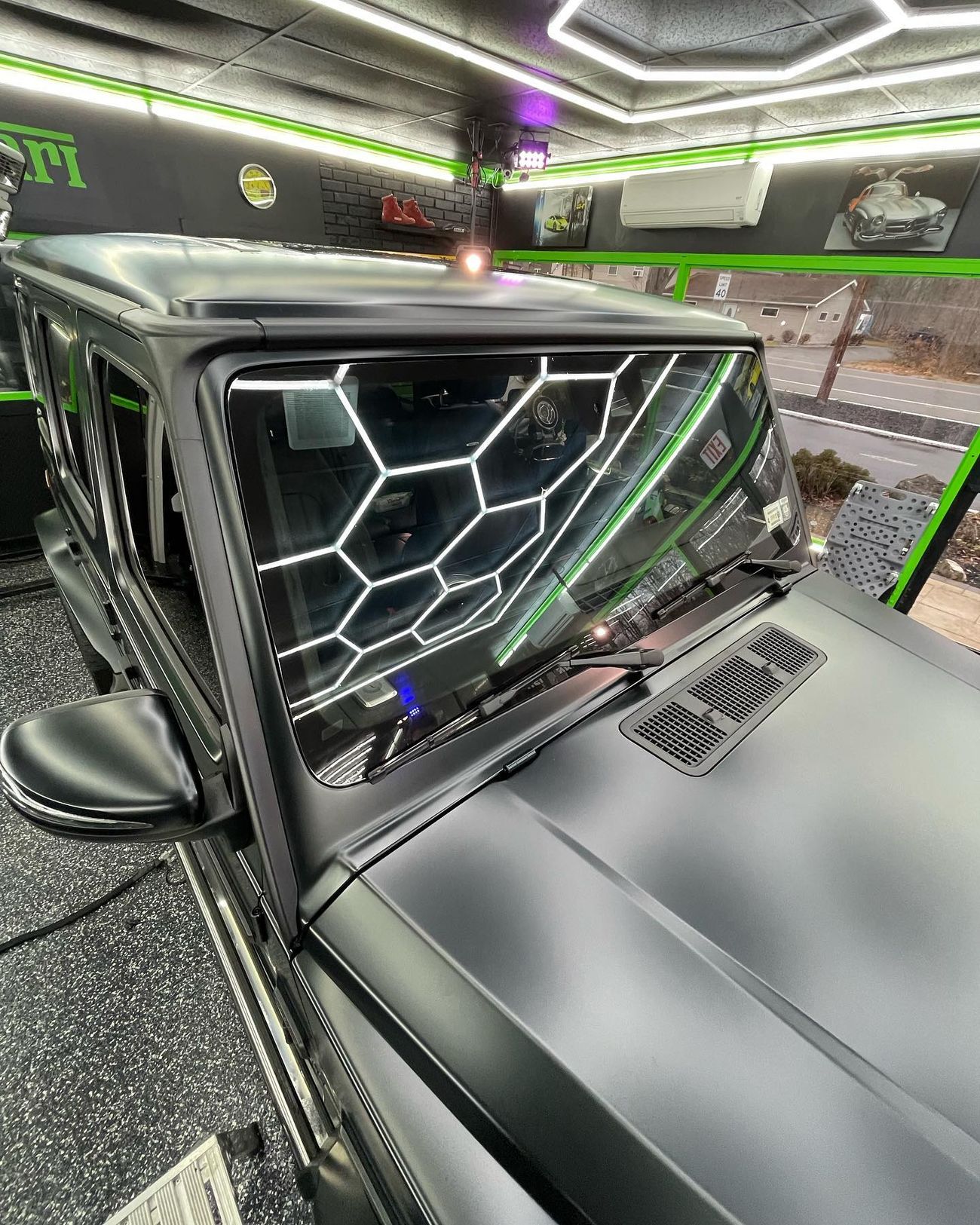 G-Wagon windshield protection film installed